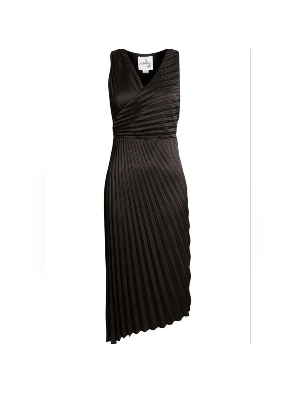 Sam Edelman Pleated Asymmetric Hem Satin Dress - Picture 5 of 12